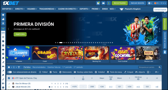 Visita el sitio web de 1xBet