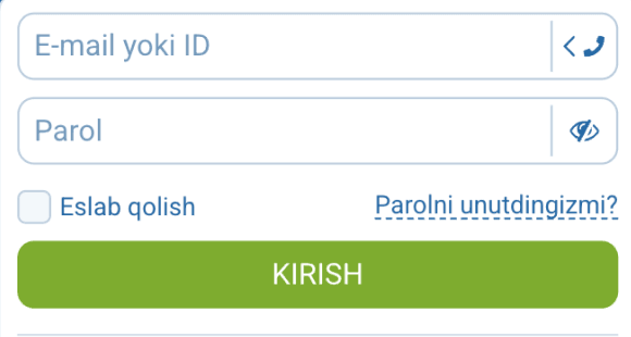 Hisobingizga kiring Hisobingizga kiring